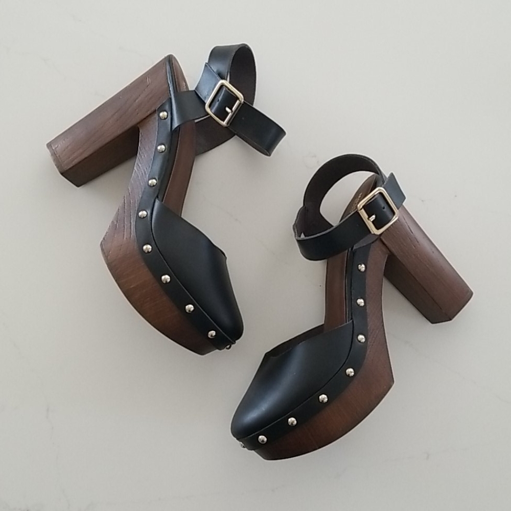 Studed Wooden Platform Shoes
